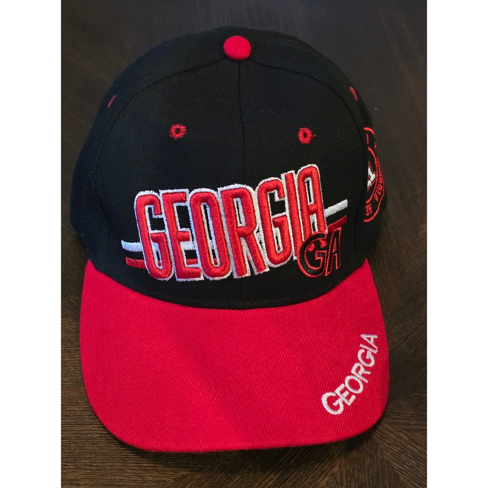 Georgia GA State Souvenir Baseball Cap Hat Black Red Adjustable Mens Embroidered - Picture 5 of 6